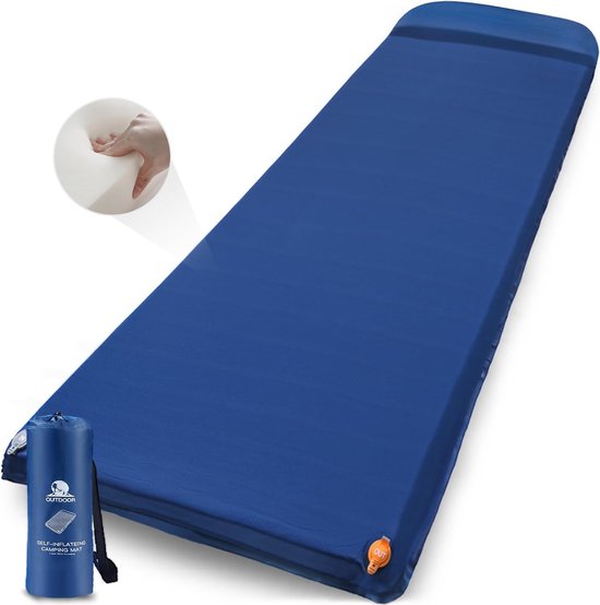 Slaapmat Camping Zelfopblazend, 6CM elastische spons Zelfopblaasbaar luchtbed, slaapmat schuim buiten voor backpacken, tenten, hangmatten, wandelen, kamperen