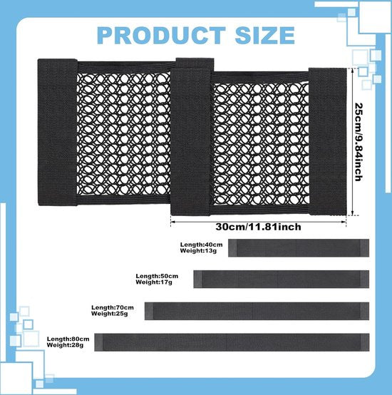 6 stuks kofferbak-organizer-klittenband, kofferbak-nettas, elastische klittenbandbanden, auto-bagagenet, auto-opbergnet, universeel voor auto/SUV