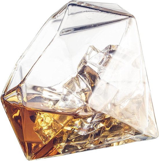 Diamant Whiskey & Wine Carafe Decanter - Geschenken voor mannen - 900 ml - Verjaardagscadeau Gift Set - Inclusief 9 Whiskey Stones & Pourers & 2 Whisky Diamond Glazen - Schnapps Decanter