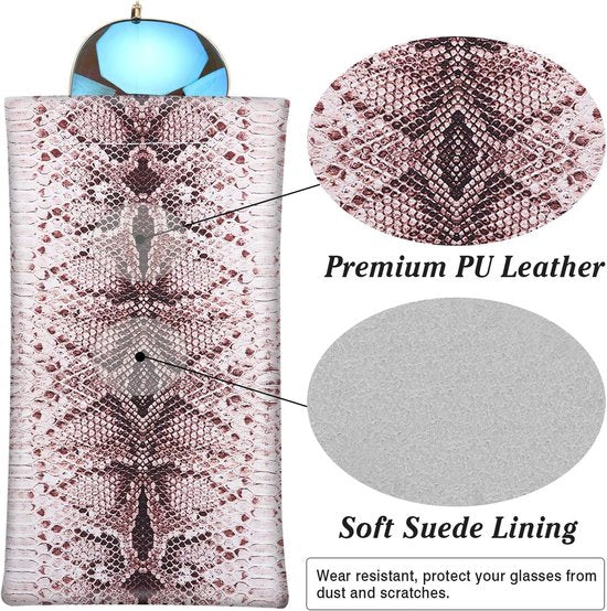 Brillenkoker, 2 stuks draagbare zonnebrillen etui met kliksluiting brillenkoker zachte bril beschermhoes leesbrillenetui voor dames met reinigingsdoekje