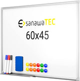 Magnetisch whiteboard, 60 x 45 cm (b x h), magneetbord, beschrijfbaar met aluminium frame, inclusief 3 pennen, 12 magneten en spons, droog afwasbaar