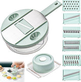 6-in-1 groentesnijder, uiensnijder, groenteschaaf, fruitsnijder, groentesnijder, handmatig, bloksnijder met 6 verwisselbare messen voor wortel, komkommer, aardappel, pompoen, courgette