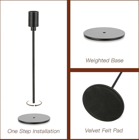 Kandelaar zwarte kaarsenhouder metalen kandelaars: Candeldo staafkaarsenhouder set van 3 moderne tafel decoratie kaarsenhouder hoog voor staafkaarsen decoratie woonkamer tafeldecoratie