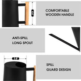 Gieter kamerplanten, 1000 ml, metaal, roestvrij staal, kleine moderne irrigatiepot met lange uitloop voor kamerplanten, bonsai, outdoor, tuin, bloemendecoratie (zwart)