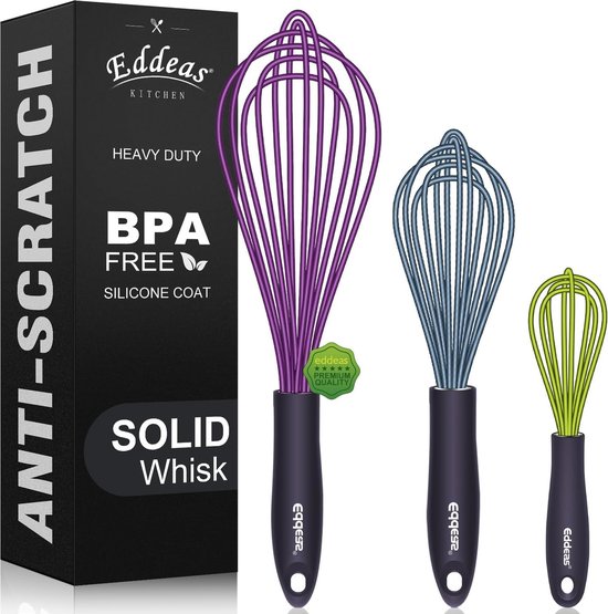 Garde, siliconen garde, voedselveilig en BPA-vrij, met anti-aanbaklaag, keukengarde, in een set van 3 stuks, perfect voor mixen, kloppen, (18 cm/23 cm/28 cm)