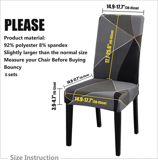 Stoelhoezen set van 6 kunnen uw oude stoelen opfrissen Over afmetingen: de rughoogte: 17,7 - 25,5 inch