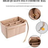 Vilten handtas organizer, beige tas organizer, kleine tas organizer, handtas met sleutelketting, binnzakken voor handtassen, vilten tas organizer voor dames, dames