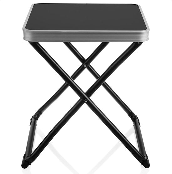 Camping klaptafel - klapstoel, campingkruk - opvouwbare campingstoel om te vissen, picknick, wandelen, strand of op reis (tafel/kruk - zwart)