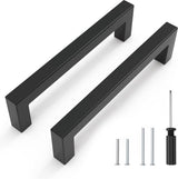 12 stuks meubelgrepen, zwart, 96 mm, kastgrepen, keukengrepen, roestvrijstalen vierkante handgrepen met schroeven en schroevendraaier voor keukens, lades, kasten, meubels