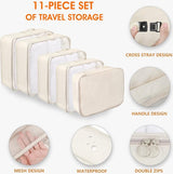 Kofferorganizerset, beige, 11-delige inpakkussenset, waterdichte kledingtassen, kofferorganizer voor vakantie en reizen, kubussenset, reiskubussen, kaki