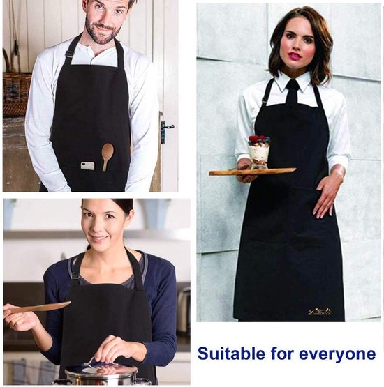 Set van 2 waterdichte kookschorten met zakken, verstelbare keuken- en barbecueschorten