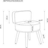 gestoffeerde stoel, Scandinavische stoel, comfortabele stoel met hoge rugleuning, zachte schuimbekleding, voor woonkamer en leeshoek, houten poten, 44 x 58 cm, 4 kg, taupe