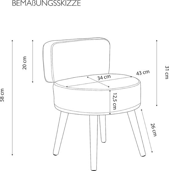 gestoffeerde stoel, Scandinavische stoel, comfortabele stoel met hoge rugleuning, zachte schuimbekleding, voor woonkamer en leeshoek, houten poten, 44 x 58 cm, 4 kg, taupe