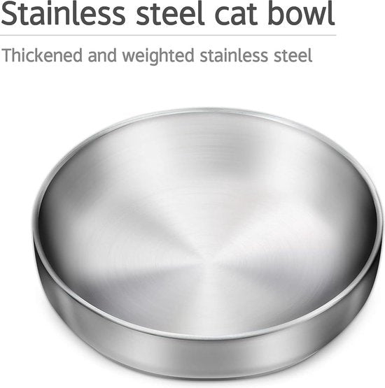 2 x Edelstahlnapf Katzennapf, 304 Material Katzennapf, sicherer Kontakt mit Lebensmitteln, sturzsicher und leicht zu reinigen