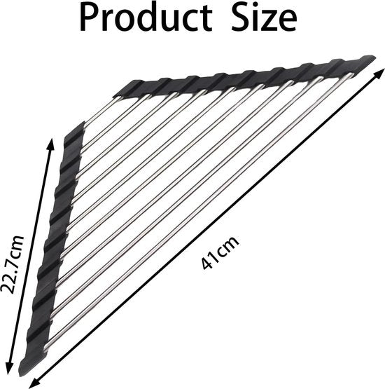 gootsteenorganizer voor servies is gemaakt van hoogwaardig 201 roestvrij staal, dat sterk belastbaar, niet gemakkelijk te vervormen of te breken, duurzaam en roestvrij