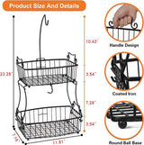 Fruitmanden 2 verdiepingen fruitmand metalen draad met bananenhouder eigentijdse fruitschalen groentemand dagelijkse keuken opslag fruitmand (zwart)