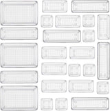 25 stuks transparant lade-organizer-systeem met plastic opbergdozen in 4 maten, antislip, transparante make-up-organizer voor badkamer, cosmetica, dressoir, keuken, kantoor enz.