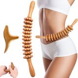 Massageroller hout & trigger houten set, massageroller met handgreep, massagestaafjes triggerpunt, rug massageapparaat hout, handmassagehulp voor benen en schouders, houten therapie massagegereedschap