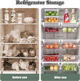 Koelkastorganizer, lade, uittrekbaar, doorzichtige koelkastopbergdoos, uittrekbaar, koelkastmanden met 2 delen, voor groenten, fruit, voor koelkast, kasten, voorraadkast