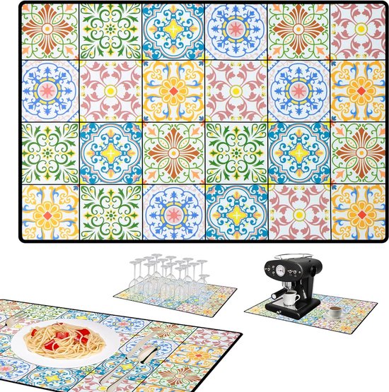 Onderlegmat voor koffiezetapparaat, afdruipmat, servies, 40 x 60 cm, koffiemat, keuken, schotel, droogmat, absorberende en antislip koffiemat, antislipmat, volautomatische koffiemat, barmat