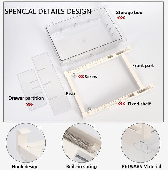 Koelkastorganizer, doorzichtige koelkastopbergdoos, uittrekbare instelbare koelkastbox met handvat, koelkastlade-organizer voor koelkast, kasten, voorraadkast