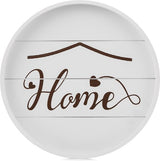 Rond Dienblad Houten Dienblad: Thuis Klein Houten Dienblad Decoratieve Rustieke Witte Dienbladen Decoratie voor Koffie Aanrecht, 30 cm