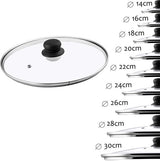 Geglazuurd deksel met handgreep van kunststof 28cm diameter, hittebestendig deksel voor pannen en oppotten, met stoomgat, universeel deksel in aankleedkussens, rond,