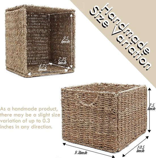 Seagrass opbergmand, weven mand,rechthoekig, opbergmand, huishouden, multifunctionele opbergmand, voor kleine voorwerpen, organizer, keuken, badkamer, slaapkamer, hotel