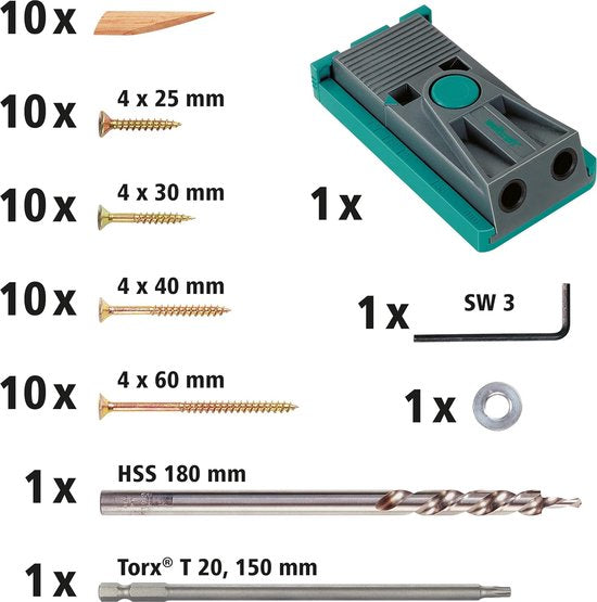 Undercover Jig-set TX 4642100 – betrouwbare boorhulp met schroeven en pluggen – voor houtverbindingen en het boren van zakgaten