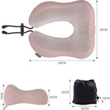 Nekkussen vliegtuig, reiskussen auto van traagschuim met fluweelzachte overtrek, nekkussen voor volwassenen, voor reizen, camping, kantoor en huis (roze)