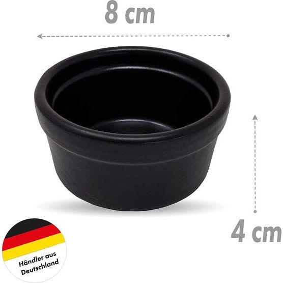 Mini tapas schalen zwart - set van 6 snackschalen & dipschalen voor chips sauzen snoep - knabbelschalen raclette - kleine schaaltjes van keramiek