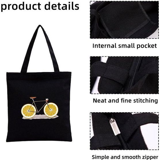 Herbruikbare boodschappentassen, katoenen boodschappentas, herbruikbare draagtas, zwarte schoudertas (35 x 30 cm), zwart