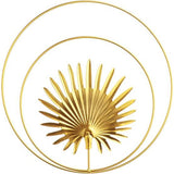 Goud Wanddecoratie Metaal 3D Wandsculpturen 3 Pack met 5 Fotohaken, Ginkgo Bladkunst Hangend Ornament, Ronde Wanddecoratie Woonkamer Slaapkamer Achtergrond Wanddecoratie Moederdag Cadeau