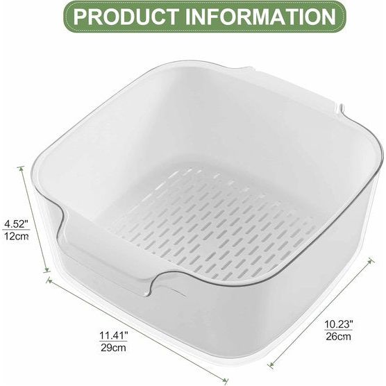 8,2 Keukenzeefkomset, 2-in-1 fruit groente wasvoedselzeefjes, grote plastic dubbellaagse zeefmand voor pasta, spaghetti, bessen, salades, BPA-vrij