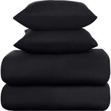 Beddengoed 135 x 200 cm, 4-delig, microvezel, 2 dekbedovertrek van 135 x 200 cm, 2 kussenslopen van 80 x 80 cm, zwart