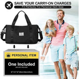 Reistas voor dames, 40 x 20 x 25 cm, handbagage, tas, weekendtas, zwemtas, waterdicht, reistas, duffle bag, fitnesstas, trainingstas voor vrouwen, voor reizen, gym, A12 zwart