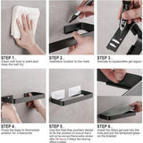 Douchemand zonder boren doucheplank zelfklevende douchebak met roestvrij organizer opslag geen schade gehard glas ruimte aluminium badkameraccessoires 25 cm zwart