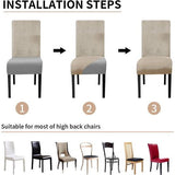Stoelhoezen XL, set van 4, stretch, kantelbare stoelen, XL, voor eetkamerstoelen, elastaan, universele stoelhoes, grote eetkamerstoel hoezen voor stoel, eetkamer, hotel, banket, grijs champagne