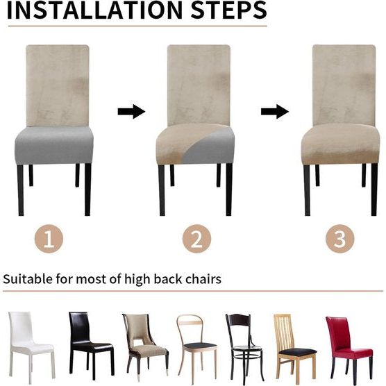 Stoelhoezen XL, set van 4, stretch, kantelbare stoelen, XL, voor eetkamerstoelen, elastaan, universele stoelhoes, grote eetkamerstoel hoezen voor stoel, eetkamer, hotel, banket, grijs champagne