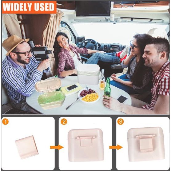 2 x vuilnisemmer auto met 120 stuks auto-afvalzakken, automatische afvalemmer, kleine auto-afvalemmer met deksel, hangende opbergdoos, auto-accessoires (roze)