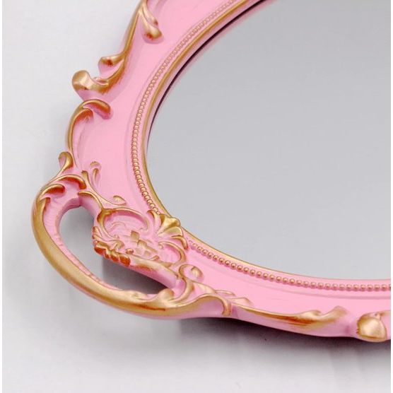 vintage mirror kleine wandspiegel hangspiegel 36,8 x 25,4 cm ovaal roze