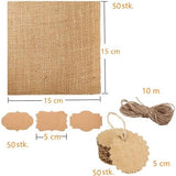 50 stuks, 15 cm x 15 cm, van jute, decoratieve dekens, glazendekens, topping met koord, sticker en hanger, versiering voor inmaakpotten, jampotten, Kerstmis, bruiloft