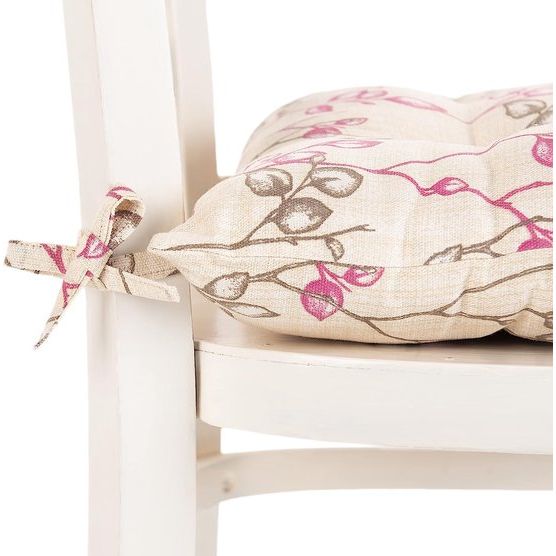 Zitkussen voor tuinstoel, bedrukt met waterafstotend behandeld canvaskatoen, antislip met bandjes om aan te binden, stijlvol kussen, wit outdoor patio-touch