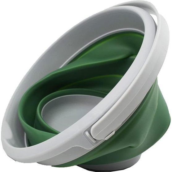 5,5L opvouwbare plastic emmer opvouwbare ronde kuip draagbare wateremmer voor vissen ruimtebesparende buitenwaterpot (grijs/donker zeegroen, 1)