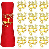 12 stuks kerstrendier servetringen, 6 cm gouden eland servettenhouder hert servetgesp voor Kerstmis, lunch, Thanksgiving, feest, vakantie, bruiloft, tafeldecoratie