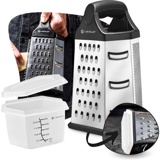 Keukenrasp, Groentenrasp, Kaasrasp met Reservoir, Roestvrijstalen Rasp voor Groenten, Rasp met Reservoir, Vierkante Rasp, Raspkeuken, Kaasrasp, Groente