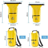 Droogzak, waterdichte pakzak, met draagriem, droge zakken, waterdicht, 10 of 20 liter, waterdichte tas voor reizen, outdoor en camping, slijtvast, geel, set van 2 (10 l, 20 l))