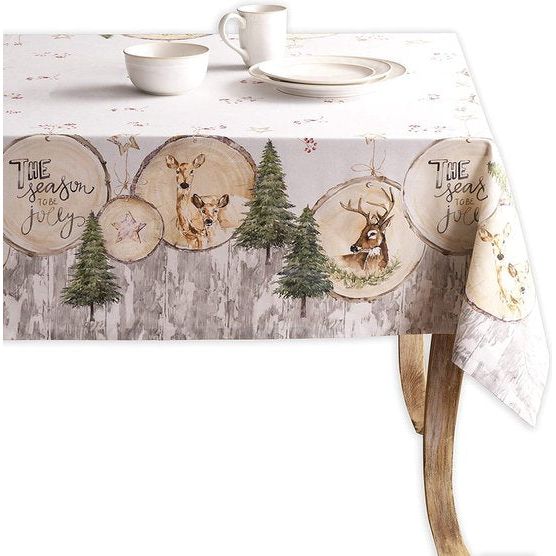 Mountain Life Tafelkleed van 100% katoen, voor keuken, diner, tafelblad, decoratiefeesten, bruiloften, Thanksgiving, Kerstmis, rechthoekig, 140 cm x 180 cm