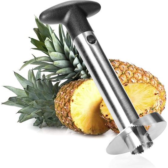 Ananassnijder, 3-in-1, ananas-schilmesje van roestvrij staal, vaatwasmachinebestendig, ananas-ontpitter, ananas-korer met scherp lemmet (01 stuks, ananassnijder)