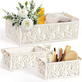 Set van 3 macramé opbergmanden, handgemaakte mand, badkameropslag met handvat, plank, kast, organizer, boho-decoratie voor badkamer, slaapkamer, woonkamer, ivoor